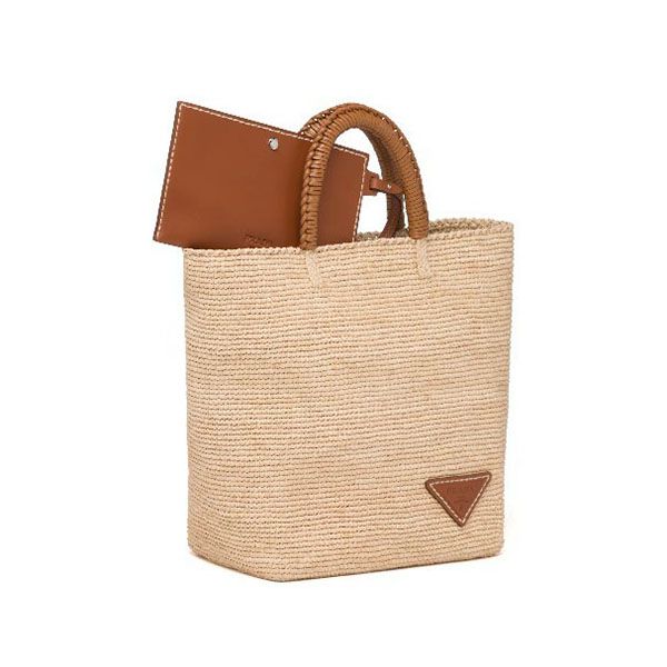 プラダラフィアxレザー ハンドバッグスーパーコピー1BG331_2DJS_F0A5T